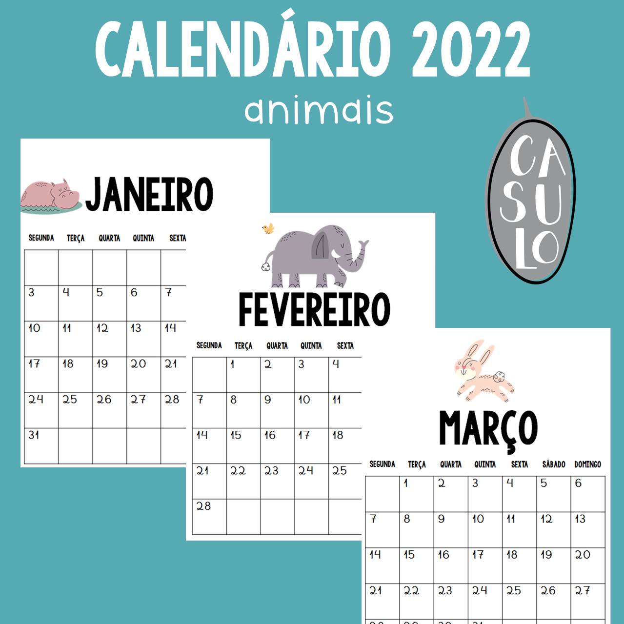 Read more about the article CALENDÁRIO 2022 – MODELO ANIMAIS